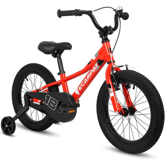 Kids' Bike 18 Inch Wheels, 1-Speed Boys Girls Child Bicycles For6-9Years, With Removable Training Wheels Baby Toys, Front V Brake, Rear Holding Brake