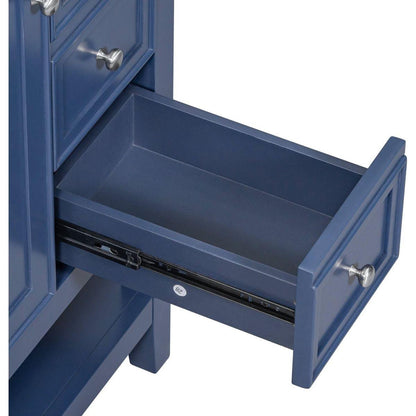 36" Bathroom Vanity without Sink, Cabinet Base Only, One Cabinet and three Drawers, Blue