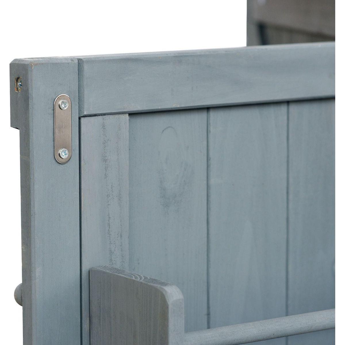 Outdoor Kitchen Island, Rolling Bar Cart & Storage Cabinet, Farmhouse Solid Wood Outdoor Grill Table with Stainless Steel Top, Spice Rack, Towel Rack for Kitchen & BBQ, Grey Blue