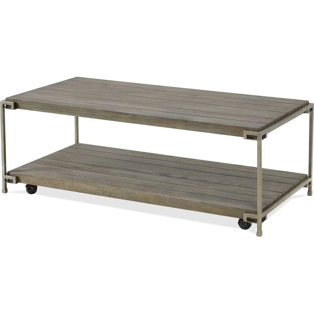 Corbeta 3-Piece Metal Frame Wood Living Room Coffee Table and 2 Chairside Tables Set, Aged Graphite