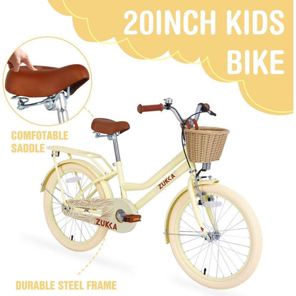 Multiple Colors,Girls Bike with Basket for 7-10 Years Old Kids,20 inch wheel, No Training Wheels Included