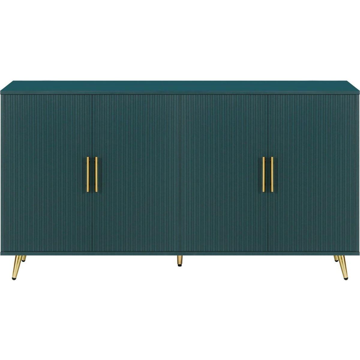 Wood TV Stand with Storage Cabinet & Adjustable Shelves, Media TV Console for Living Room Bedroom(GREEN)