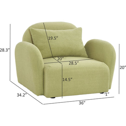 Living Room Furniture Lazy Sofa Chair Teddy Fabric Light Green