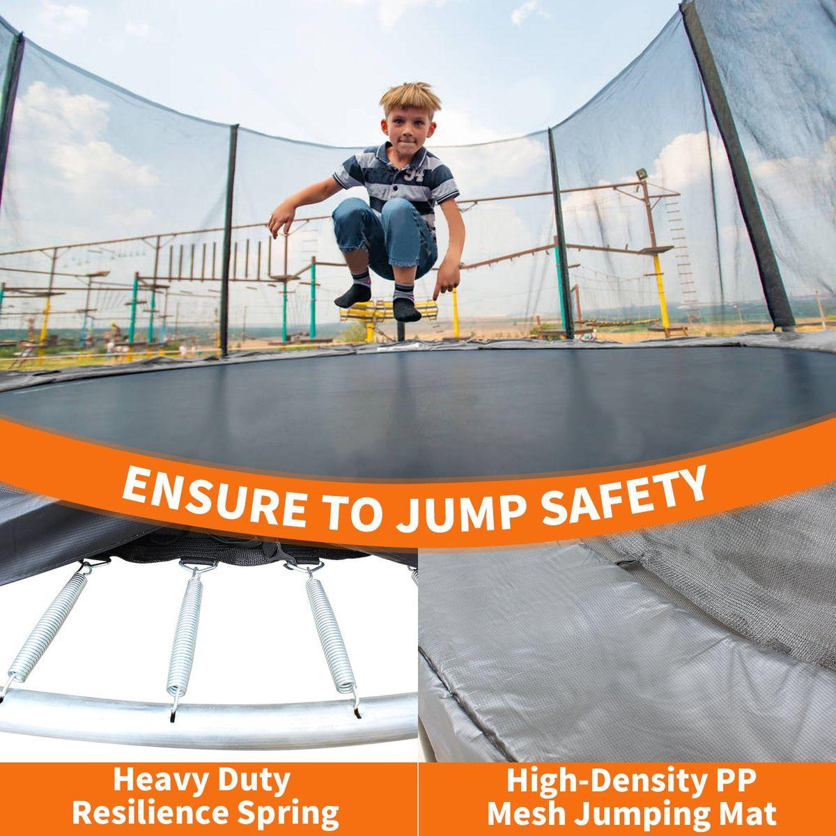 16FT Trampoline with Safety Enclosure Net, Outdoor Trampoline with Heavy Duty Jumping Mat and Spring Cover Padding for Kids and Adults