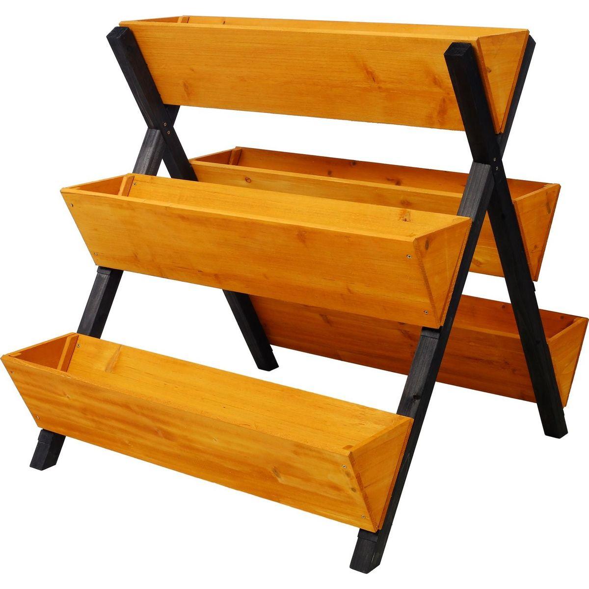 3 Tiers Wooden Vertical Raised Garden Bed with Legs,Brown Planter Raised Beds Kit for Flowers Herbs Vegetables