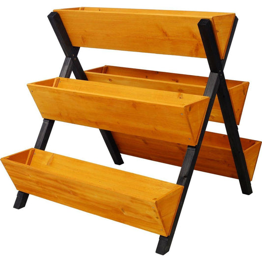 3 Tiers Wooden Vertical Raised Garden Bed with Legs,Brown Planter Raised Beds Kit for Flowers Herbs Vegetables