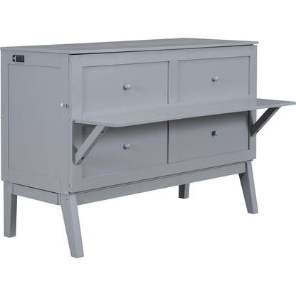 Queen Size Murphy Bed with USB Port and removable Shelves on Each Side,Gray