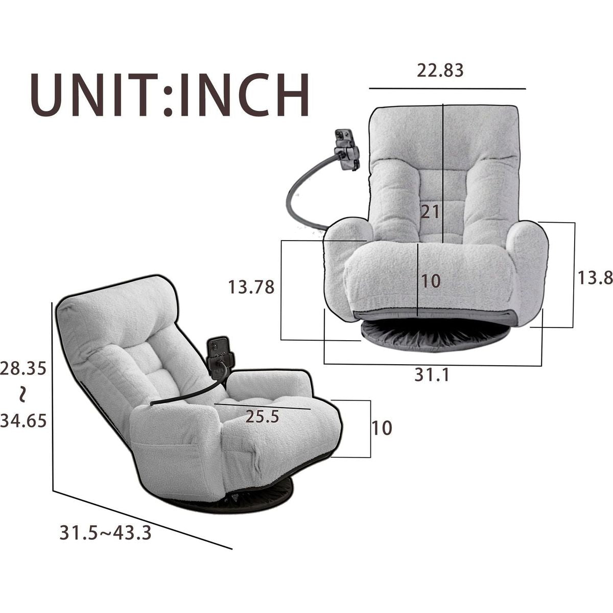 Adjustable head and waist, game chair, lounge chair in the living room, 360 degree rotatable sofa chair,Rotatable seat Leisure Chair deck chair