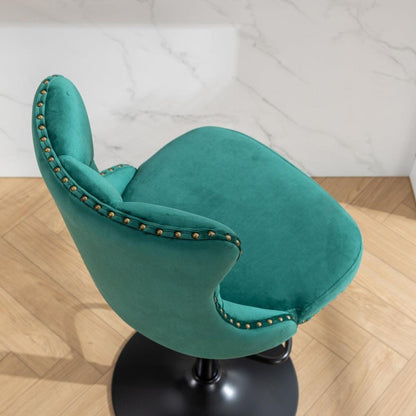 Swivel Velvet Barstools Adjusatble Seat Height from 25-33 Inch,17.7inch base, Modern Upholstered Bar Stools with Backs Comfortable Tufted for Home Pub and Kitchen Island,Green,Set of 2
