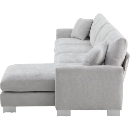 119x55" Modern Oversized Sectional Sofa,L-shaped Luxury Couch Set with 2 Free pillows,5-seat Chenille Indoor Furniture with Chaise for Living Room,Apartment,Office,2 Colors