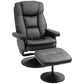 Recliner and Ottoman with Wrapped Base, Swivel PU Leather Reclining Chair with Footrest for Living Room, Bedroom and Home Office, Black