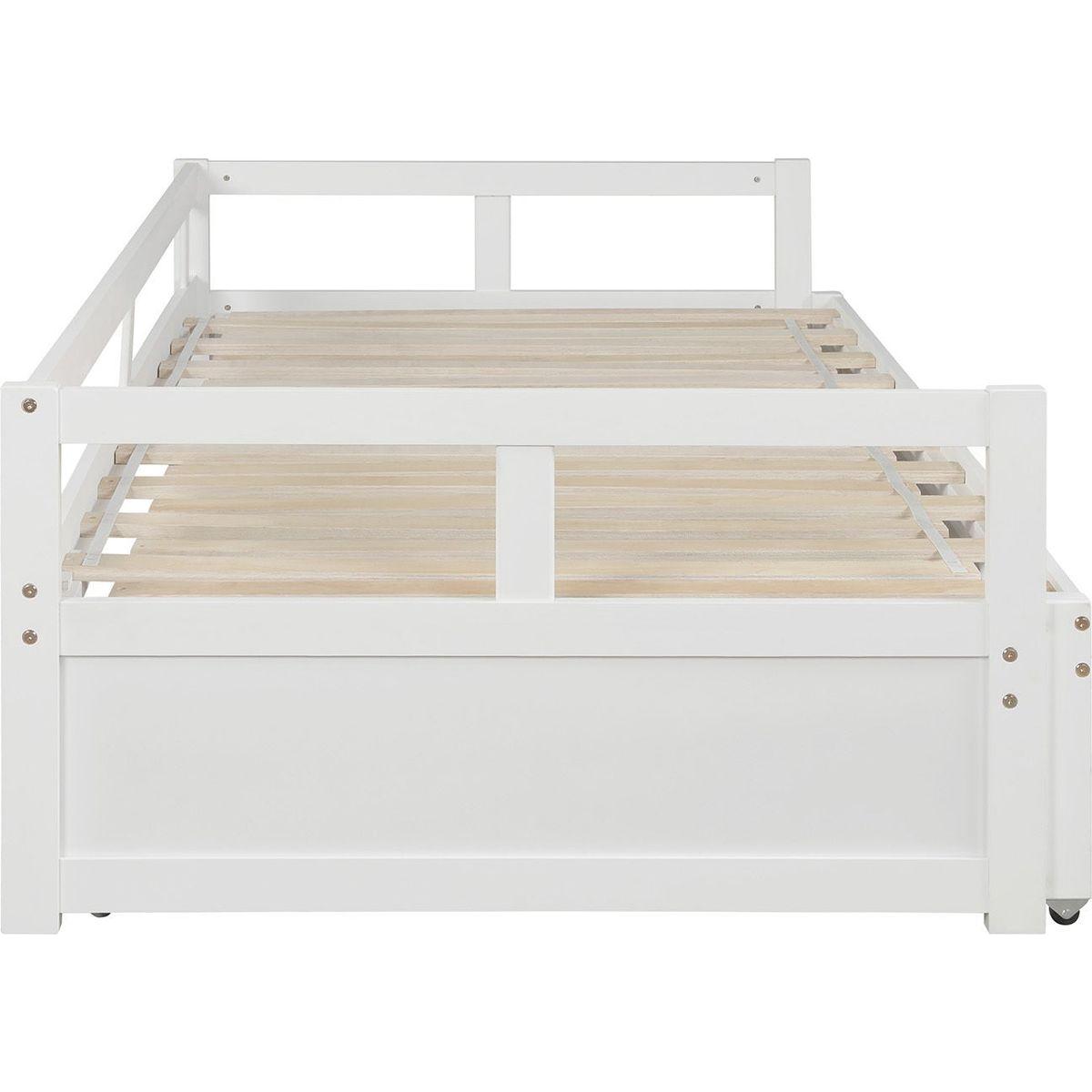 Extending Daybed with Trundle, Wooden Daybed with Trundle, White