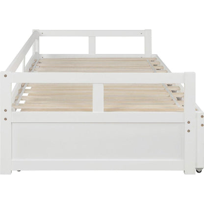Extending Daybed with Trundle, Wooden Daybed with Trundle, White