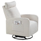 Swivel Upholstered Manual Recliner Chair Theater Recliner Sofa 360 Degree Nursery Glider Rocker for Living Room, Beige