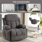 Swinging recliner massage heated sofa, with USB and 2 cup holders in side pockets, PackageA+B (GREY)