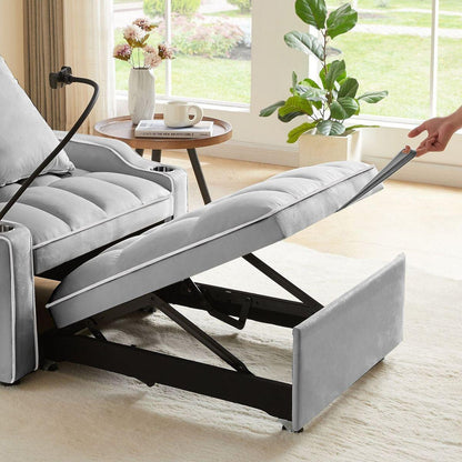 Convertible Sleeper Chair Sofa Bed Adjustable Pull Out Sleeper Chair Bed Multi-Pockets Folding Sofa Bed for Living Room Bedroom Small Space,3-in-1 Sofa Bed