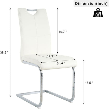 Modern Dining Chairs with Faux Leather Padded Seat Dining Living Room Chairs Upholstered Chair with Chrome Metal Legs Design for Kitchen, Living, Bedroom, Dining Room Side Chairs Set of 2