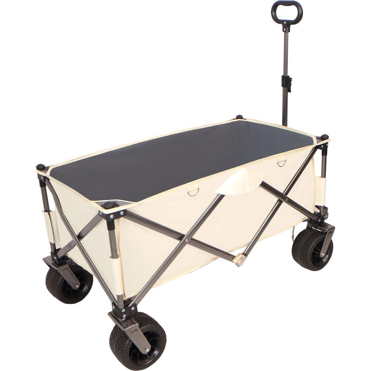 Folding Wagon, Heavy Duty Utility Beach Wagon Cart for Sand with Big Wheels, Adjustable Handle&Drink Holders for Shopping, Camping,Garden and Outdoor