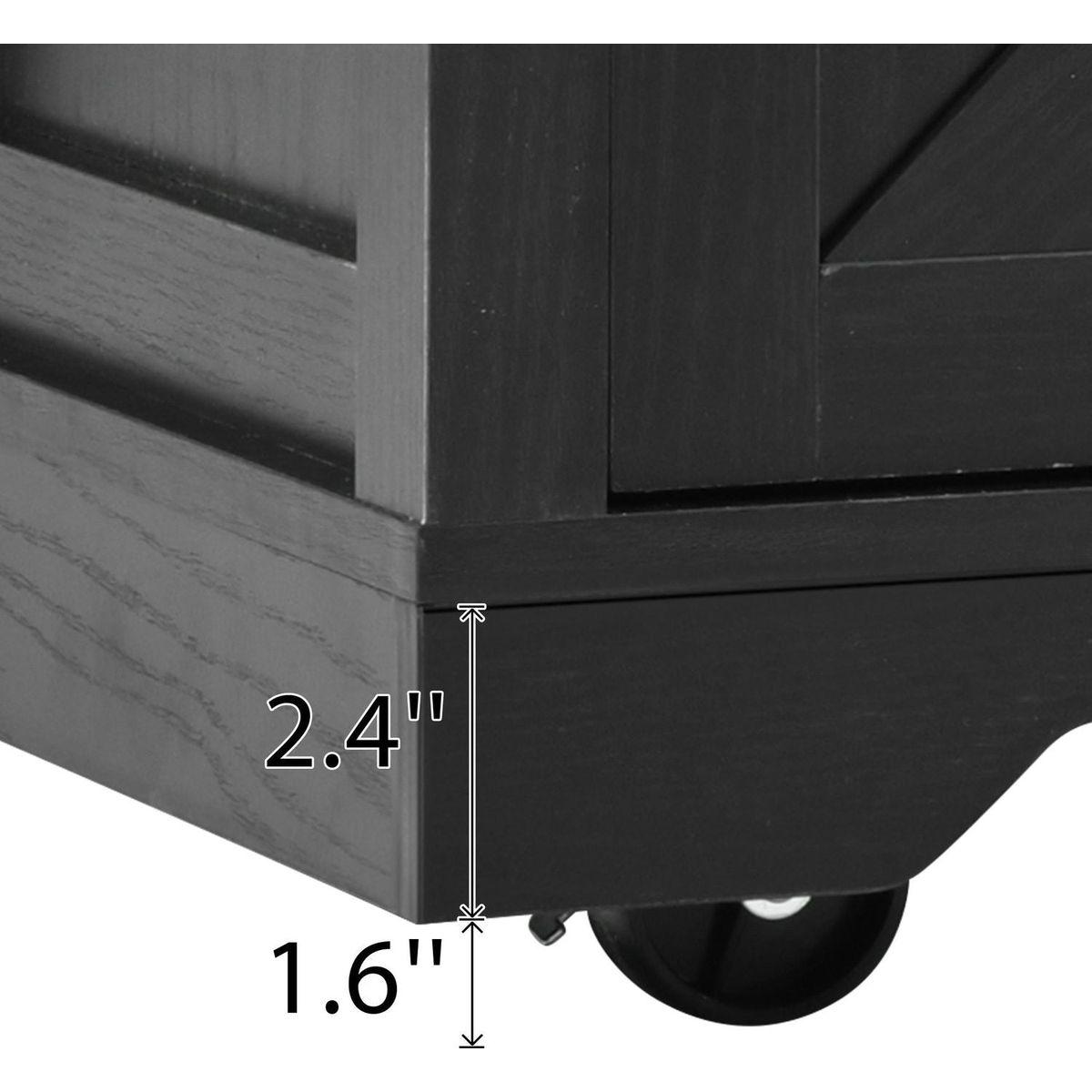 53.7" Farmhouse Kitchen Island with Power Outlet, 2 Sliding Barn Door Kitchen Storage Island with Drop Leaf, Spice Rack Rolling Kitchen Cart on Wheels, for Home, Kitchen and Dining Room, Black