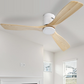 52 Inch Ceiling Fan Natural 3 Solid Wood Fan Blade Noiseless Reversible DC motor Remote Control For Living Room