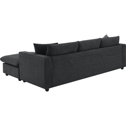 100.4x64.6" Modern Sectional Sofa,L-shaped Couch Set with 2 Free pillows,4-seat Polyester Fabric Couch Set with Convertible Ottoman for Living Room, Apartment, Office,4 Colors
