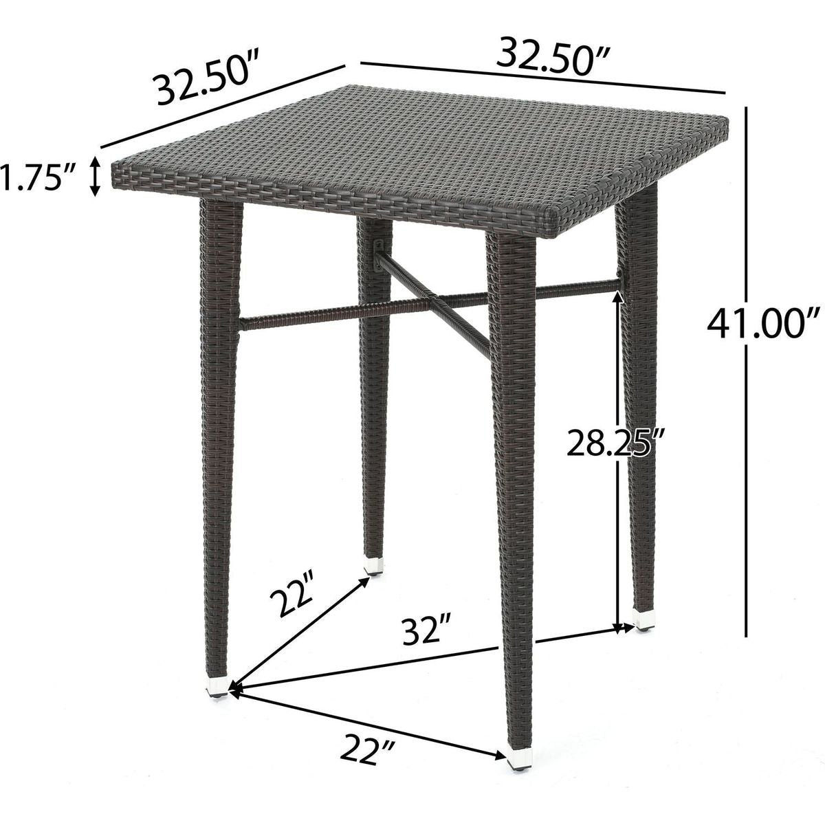 32" SQUARE WICKER BAR TABLE