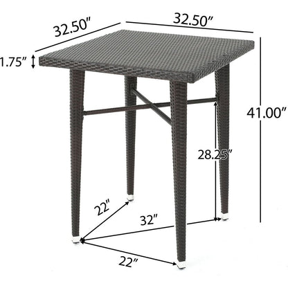 32" SQUARE WICKER BAR TABLE