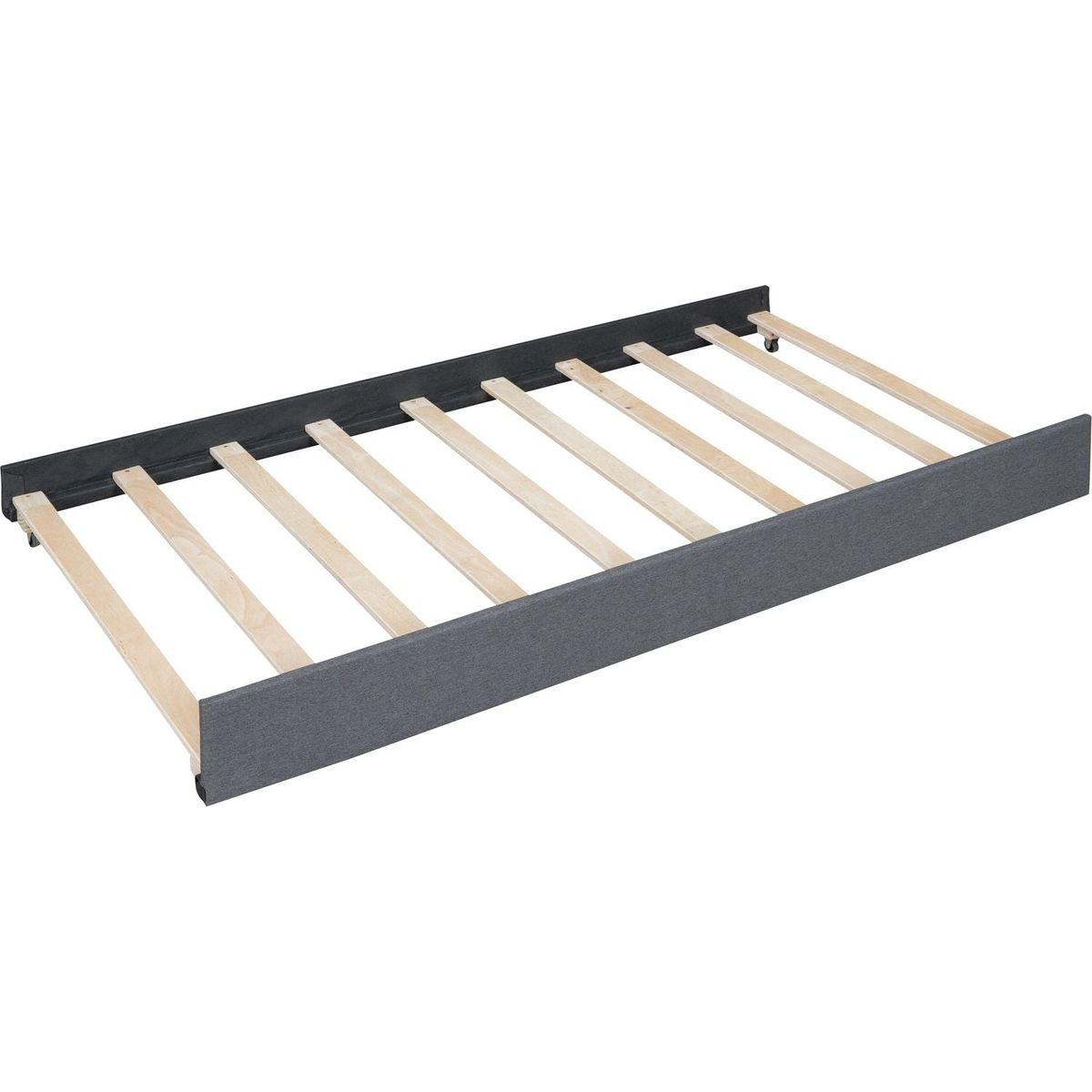 Full Size Upholstered Platform Bed with 2 Drawers and 1 Twin Size Trundle, Classic Headboard Design, Gray