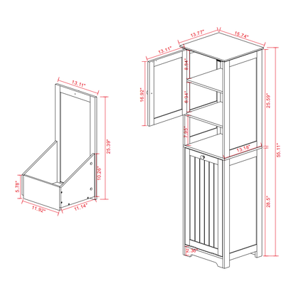 One-Compartment One-Door Tilt-Out Laundry Sorter Cabinet - White