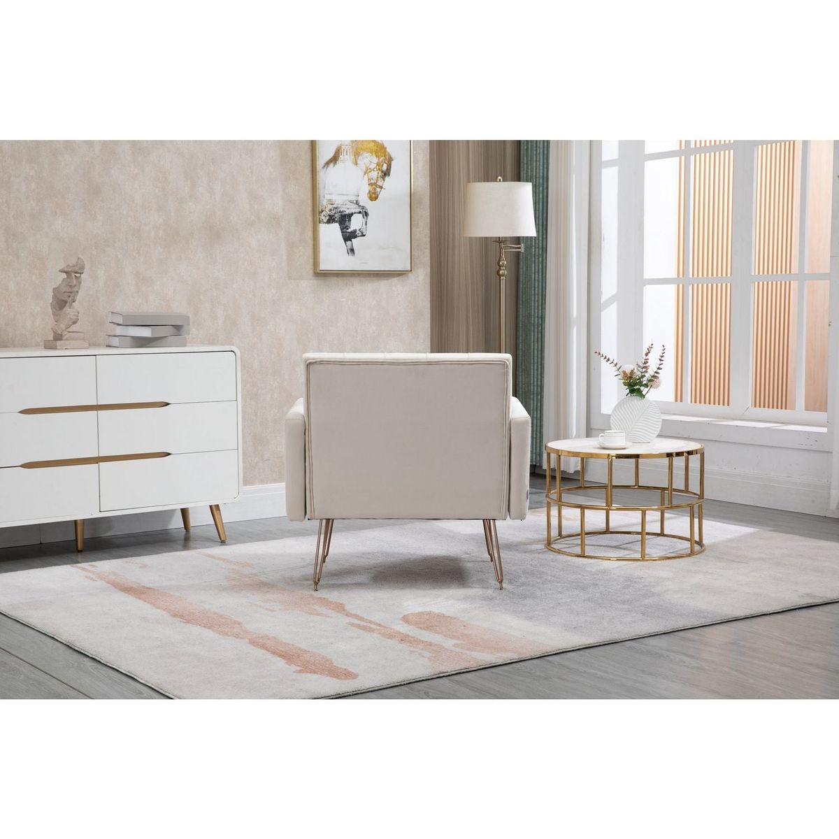 Accent Chair, leisure single sofa with Rose Golden feet