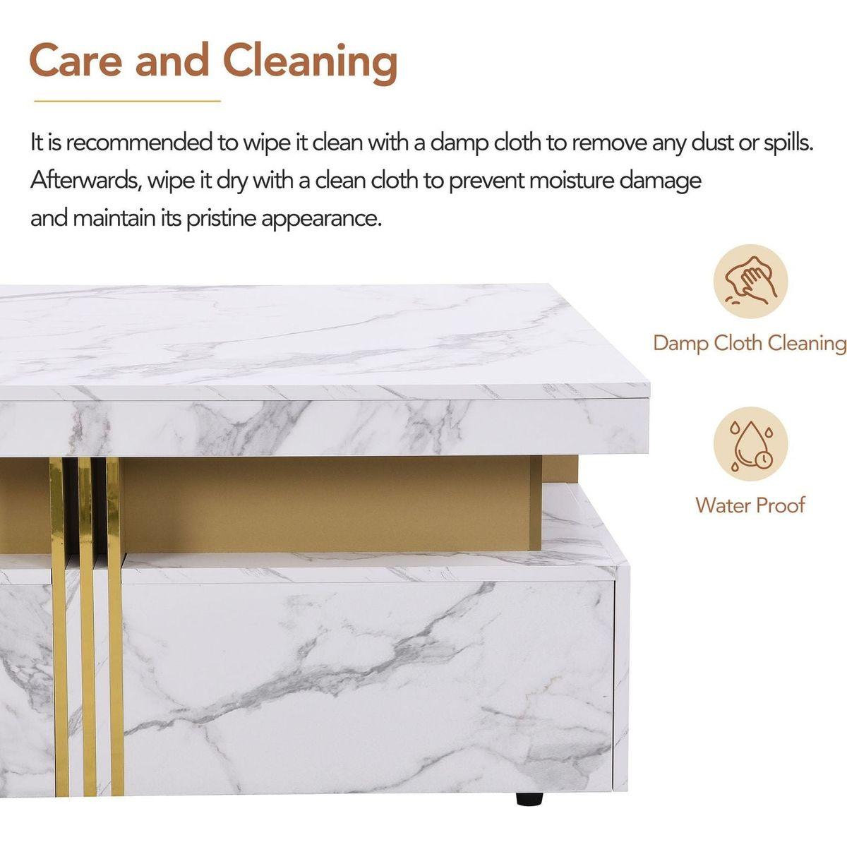 Modern White Square Storage Coffee Table with 4 Drawers