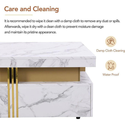 Modern White Square Storage Coffee Table with 4 Drawers