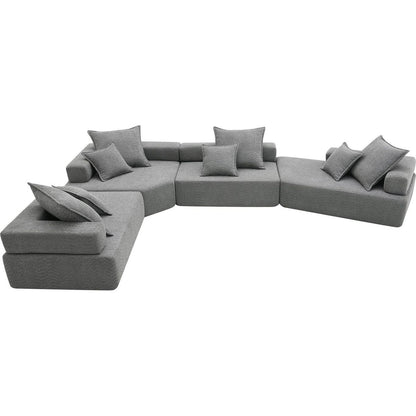 156"Oversized Modular U Shaped Sectional Sofa,Luxury Boucle Floor Couch Set,Convertible Sleeper Couch,Spacious Foam-Filled Sofa Bed for Living Room,4 PC Free Combination,2 Color