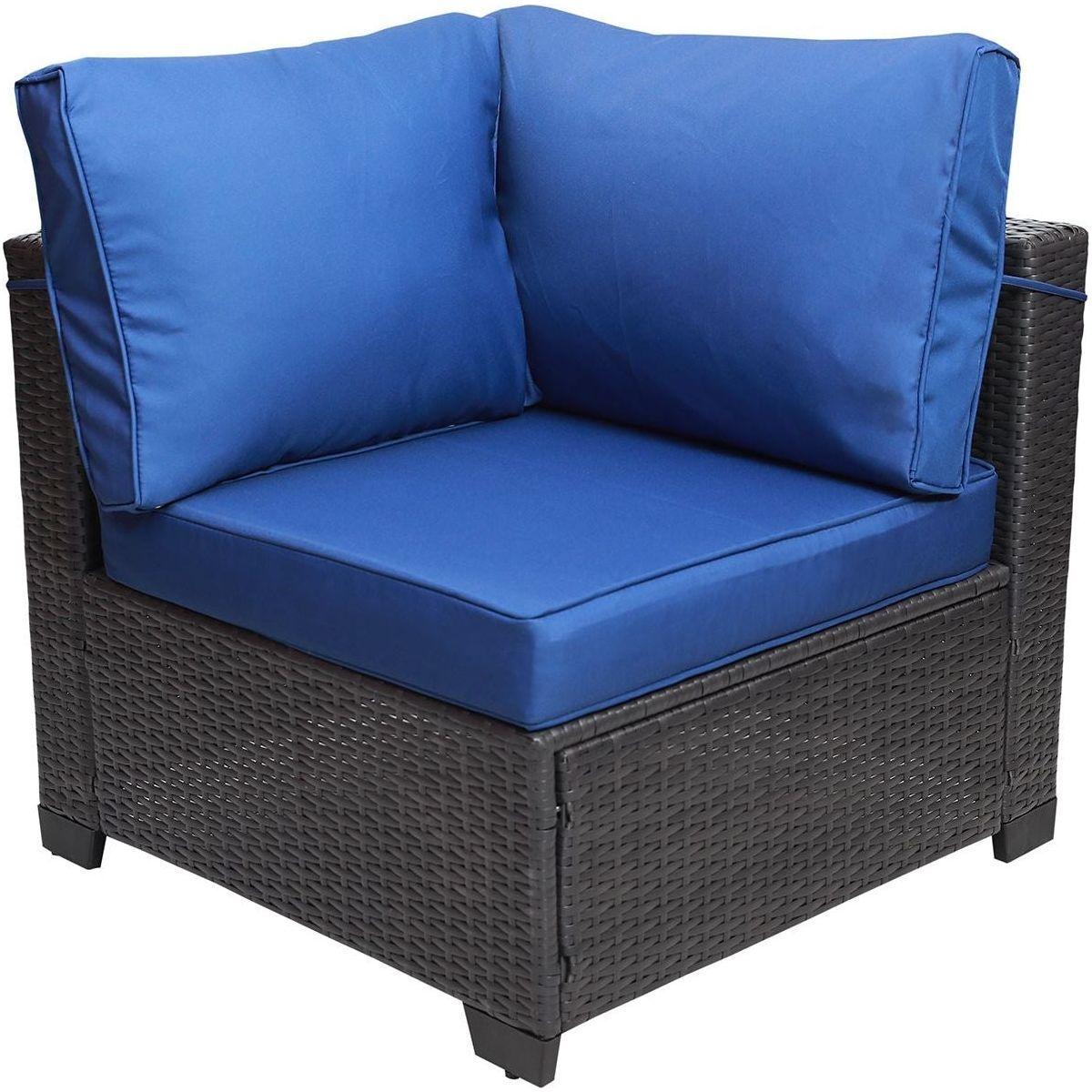 Outdoor Garden Patio Furniture 7-Piece PE Rattan Wicker Cushioned Sofa Sets and Coffee Table, patio furniture set;outdoor couch;outdoor couch patio furniture;outdoor sofa;patio couch