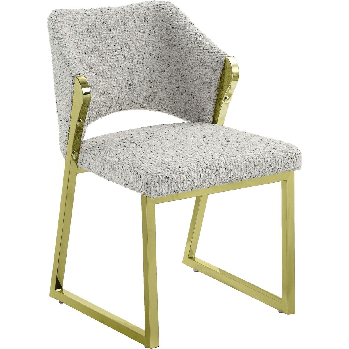 Galdesa Side Chair, Teddy Sherpa & Mirrored Gold Finish