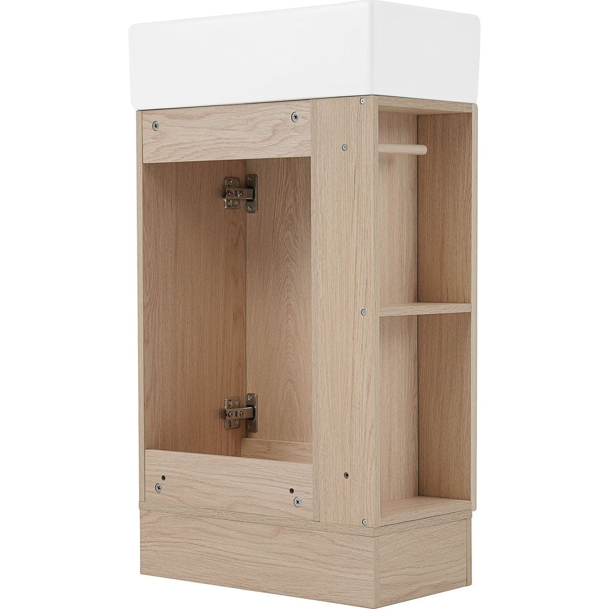 18.6" Bathroom Vanity with Sink, Bathroom Vanity Cabinet with Two-tier Shelf, Left or Right Orientation, Natural