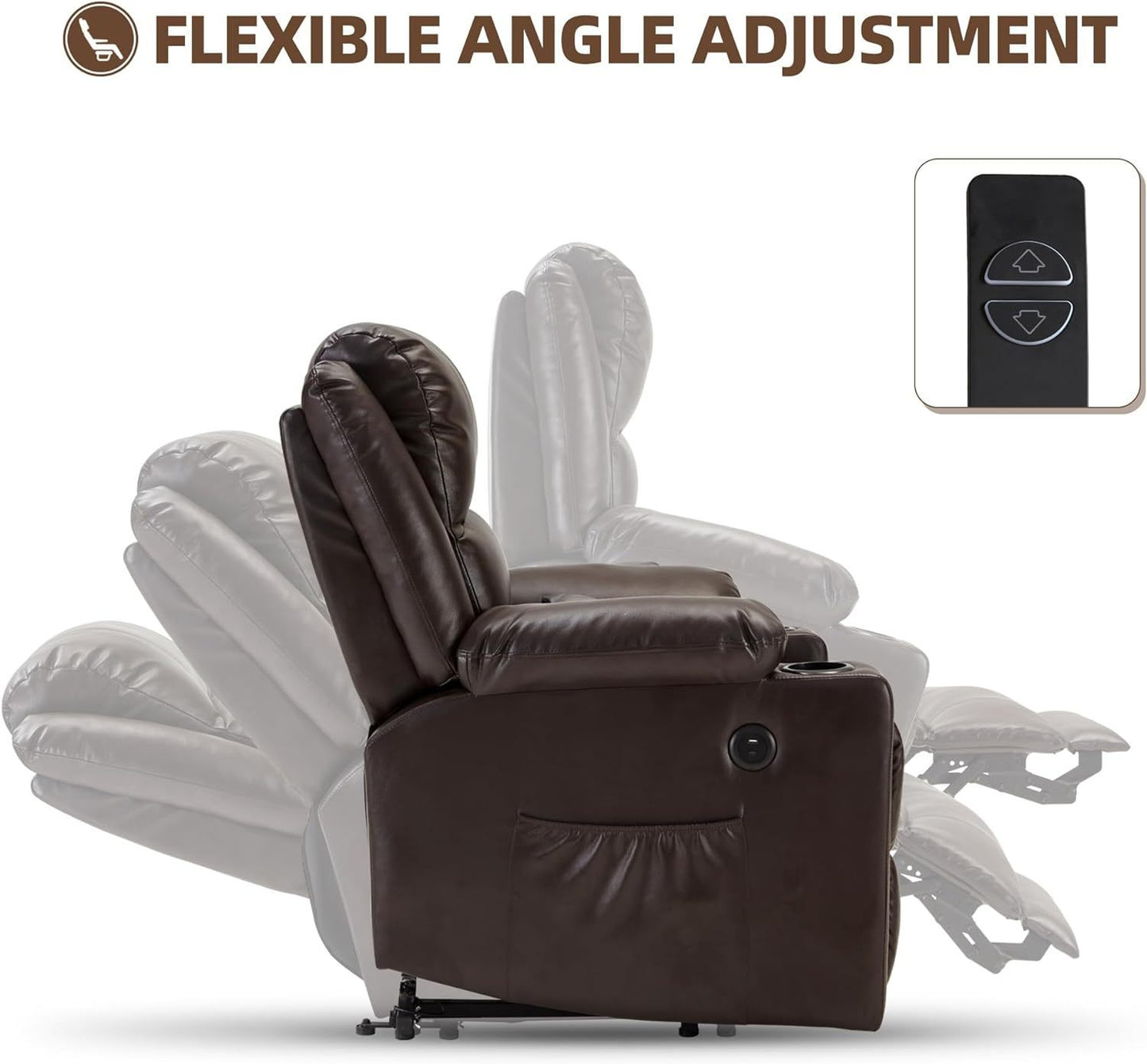 Lift Chairs Recliner for Elderly Heat and Massage Chair Recliner Electric Power Recliner with Cup holder Extended Footrest USB & Type C Ports