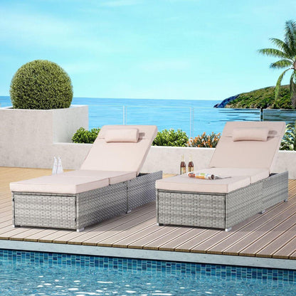 OUTDOOR SOFA PE RATTAN FURNITURE DECK CHAIR GRAY RATTAN