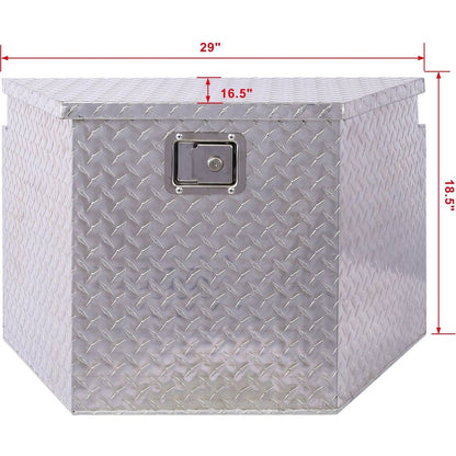 29inch Aluminum tool box,heavy duty truck bed tool box,outdoor trailer pickup storage tool box,RV storage organizer,underbody box w/lock keys,silver, 29x16.5x18.5inch