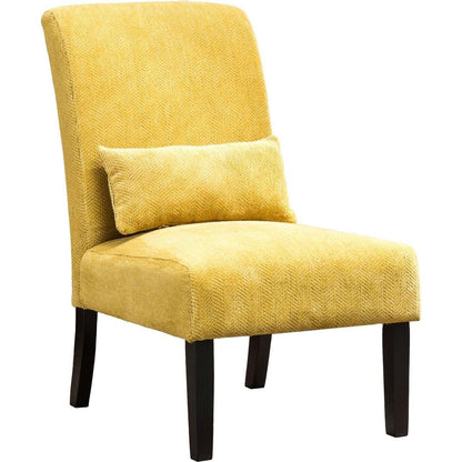 Pisano Contemporary Chenille Fabric Armless Accent Chair with Pillow, Yellow