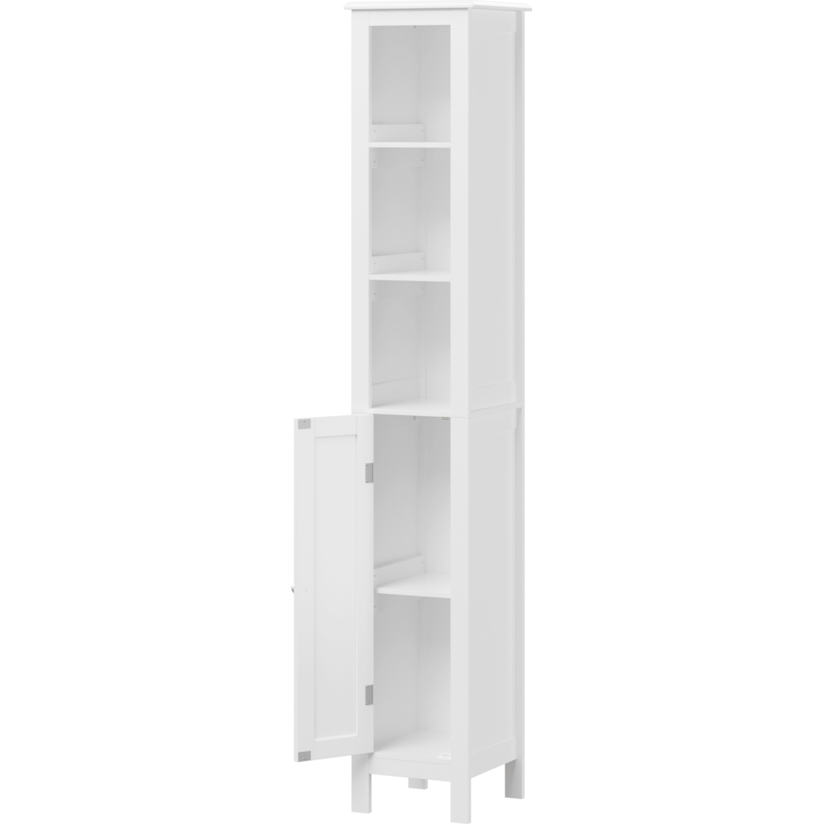 66.92" Tall Bathroom Storage Cabinet with Adjustable Shelves,1 Doors Freestanding Cabinet with Anti-Tip, Open compartments, for Home, Small Spaces, Bathroom,Kitchen, Living Room, White