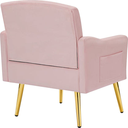 PINK velvet armchair with metal legs