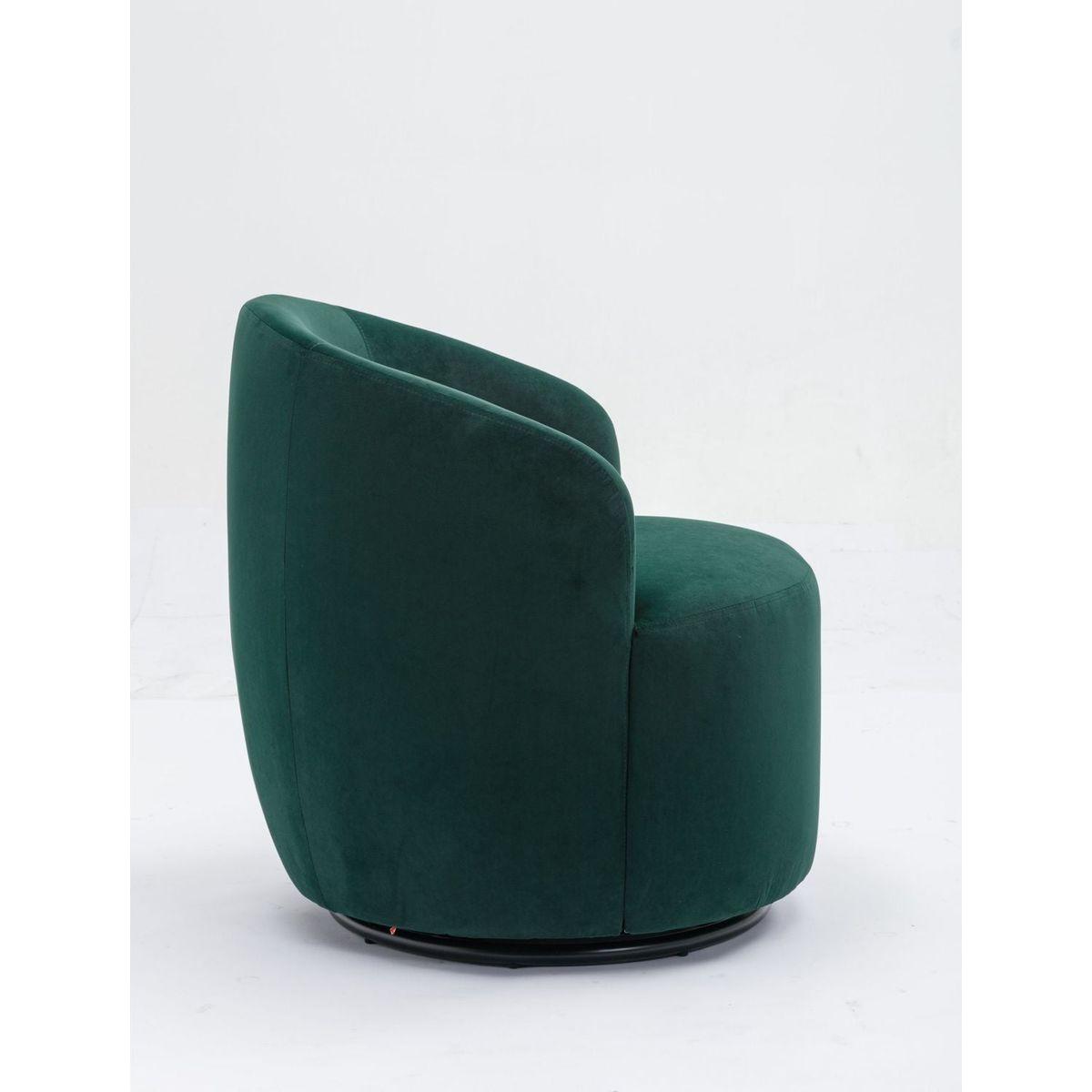 Velvet Fabric Swivel Accent Armchair Barrel Chair With Black Powder Coating Metal Ring,Green