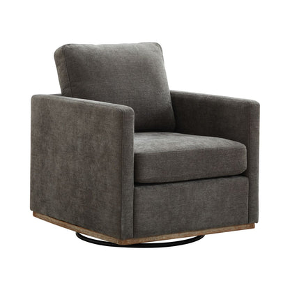 Modern Square Upholstered Swivel Accent Chair with Chenille Fabric, Charcoal, 30.7'W