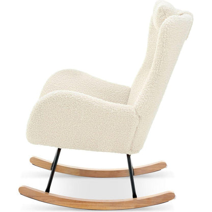 Rocking Chair - with rubber leg and cashmere fabric, suitable for living room and bedroom