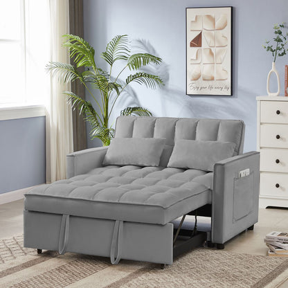 NEW Grey Velvet Loveseat Sofa Bed (7cm legs)