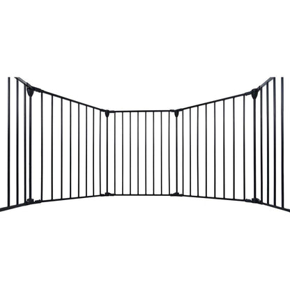 150" Adjustable Safety Gate 6 Panels Play Yard Metal Doorways Fireplace Fence Christmas Tree Fence Gate for House Stairs Gate prohibited area fence