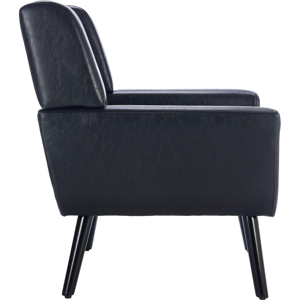 Modern Soft Leather Material Ergonomics Accent Chair Living Room Chair Bedroom Chair Home Chair With Black Legs For Indoor Home-Black PU