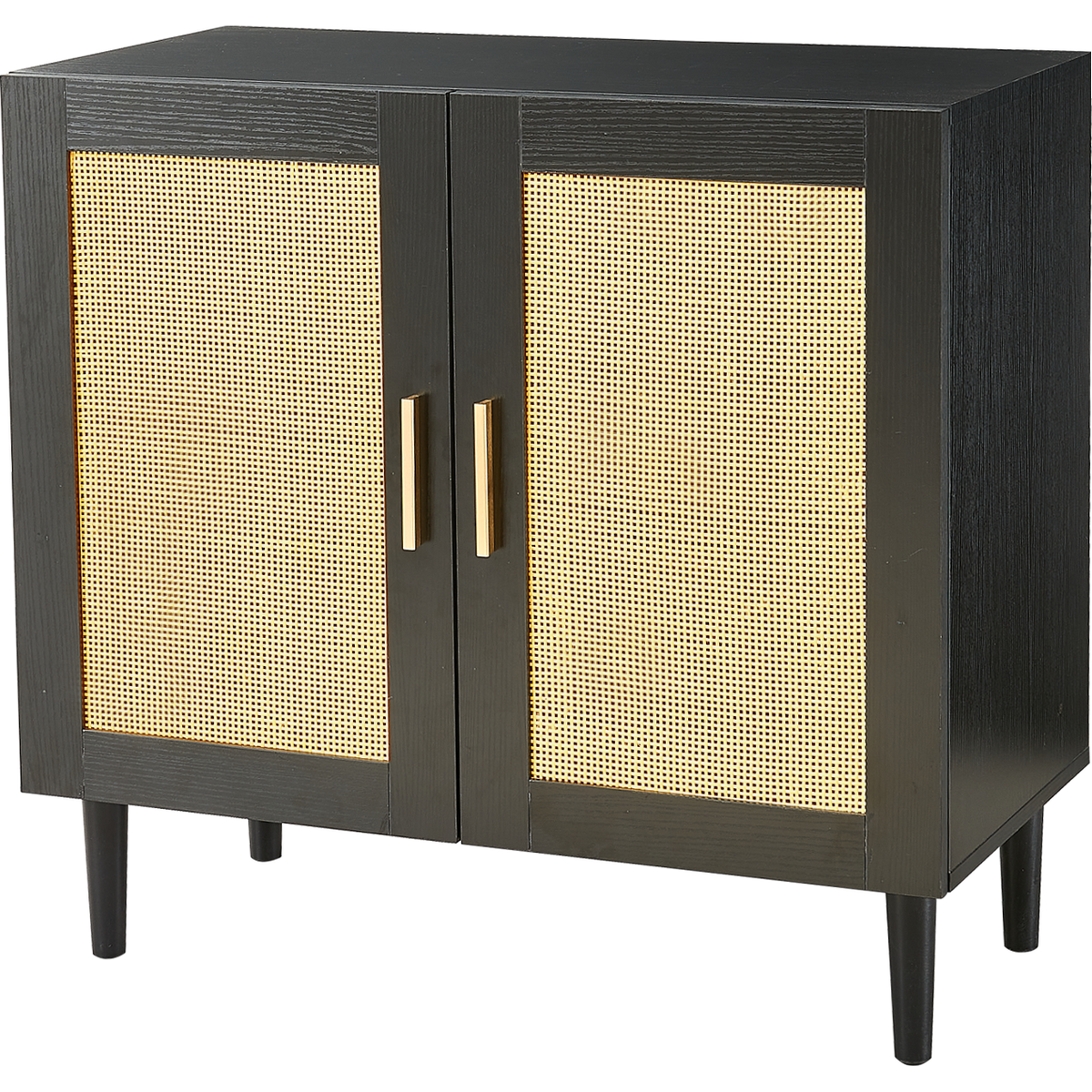 Side panel buffet cabinet with natural rattan door, rattan storage cabinet with adjustable shelves, side panel and buffet with storage space, modern console cabinet in bedroom and living room - Streamdale Furniture