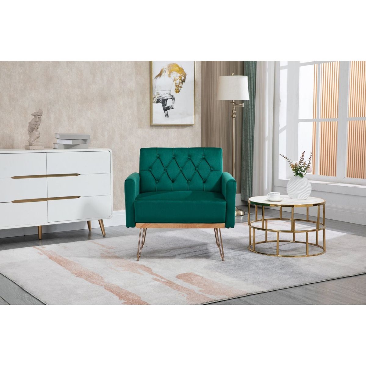 Accent Chair, leisure single sofa with Rose Golden feet